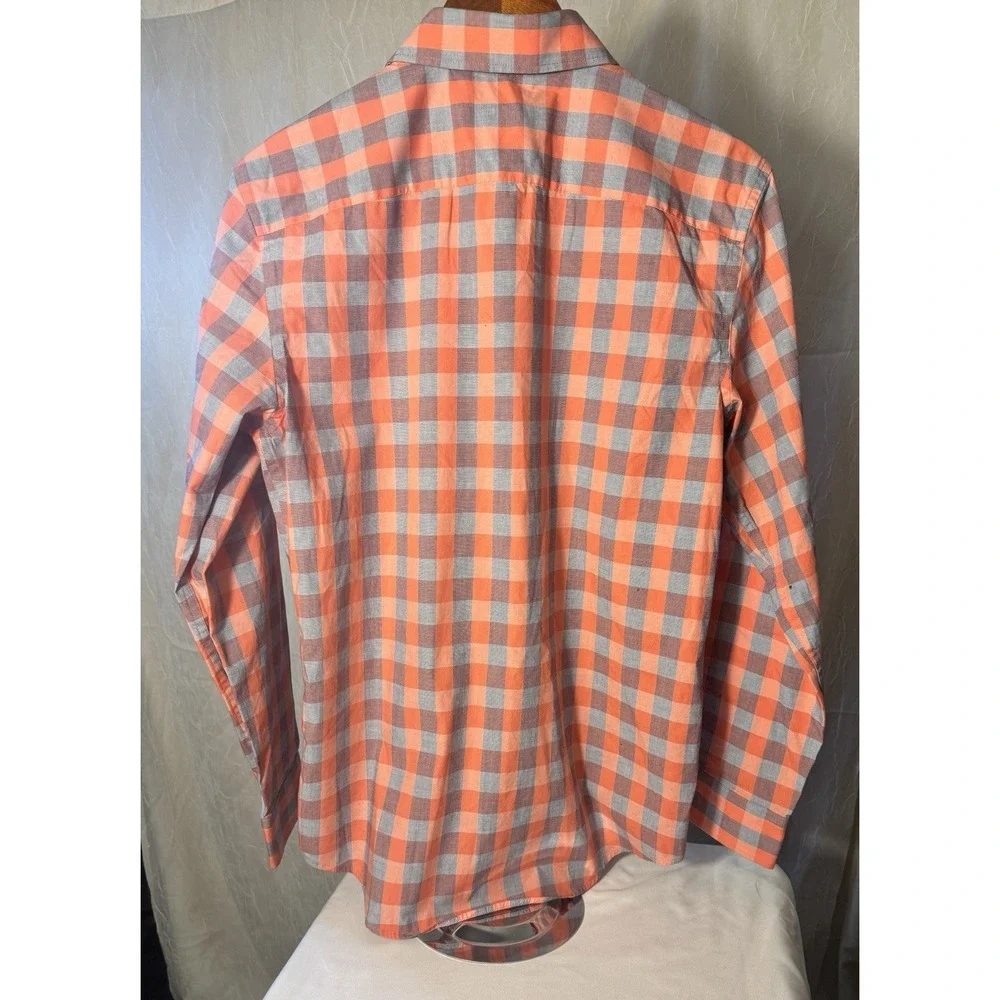 Old Navy Mens Red/Blu Long Sleeve Slim Fit Cotton Career Dress Button Up Shirt M